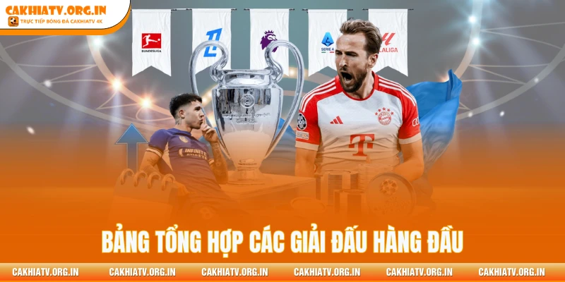 Bảng tổng hợp các giải đấu hàng đầu