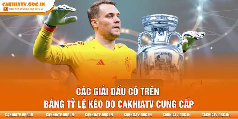 Các giải đấu có trên bảng tỷ lệ kèo do CakhiaTV cung cấp